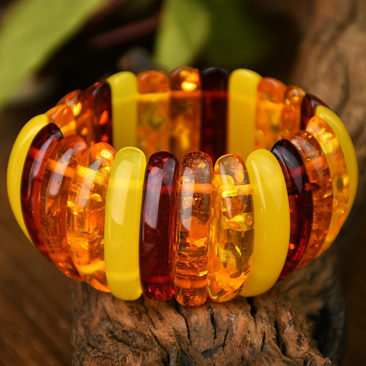 Vintage Inspired Amber Handcrafted Bead Strand Halloween Theme